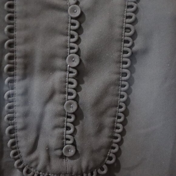 Daniel Rainn Black Cap Sleeve Button And Eyelet Blouse LG - Picture 6 of 12